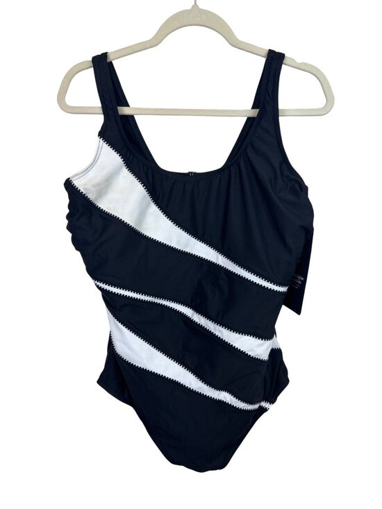 Miraclesuit Other - Miraclesuit Black White Colorblock One Piece Swimsuit Tummy Control  20W NWT